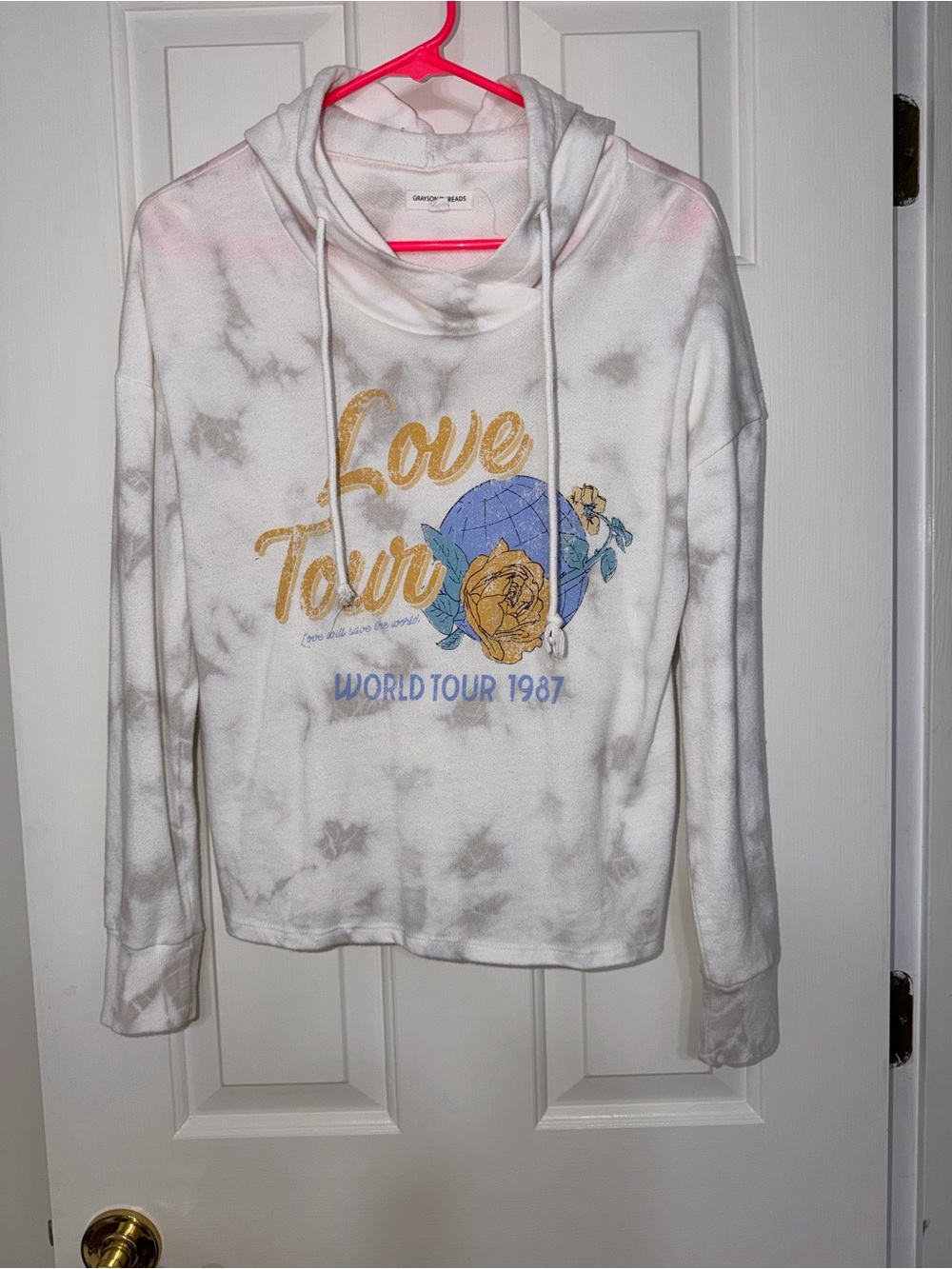 Grayson Threads White Tie-Dye 'Love Tour' Graphic Pullover Hoodie